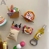 ins wind refrigerator sticker 3D three-dimensional creative magnetic sticker simulated food bread message sticker magnet photo background