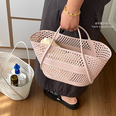 Pink mesh handbag