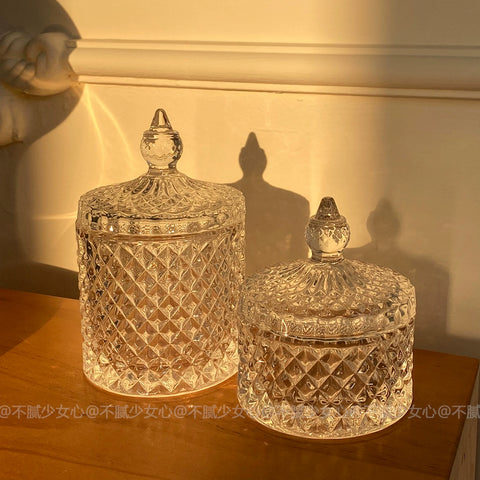 Korean pineapple pattern sugar cube glass jar jewelry storage home resumption ornament storage Nordic