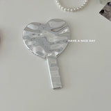 Retro Handheld Makeup Mirror Advanced Makeup Handle Mirror Women's Portable Light Luxury Handheld Small Mirror