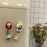 Not tired of girls' hearts, three-dimensional refrigerator stickers, cartoon cute decorative magnets, cat toast, refrigerator stickers