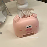 Creative cartoon piggy desktop tissue box ins wind living room dining table household coffee table cute pumping paper box roll paper tube