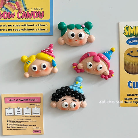 Cute dopamine girl Refrigerator sticker Magnet Entry door Magnetic decoration Message board