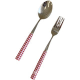Red and white checkered tableware set
