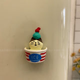 Not tired of girls' hearts, three-dimensional refrigerator stickers, cartoon cute decorative magnets, cat toast, refrigerator stickers