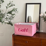 Pink household fabric cotton and linen dirty clothes basket large foldable waterproof dirty clothes storage basket toy basket storage bucket