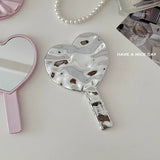 Retro Handheld Makeup Mirror Advanced Makeup Handle Mirror Women's Portable Light Luxury Handheld Small Mirror