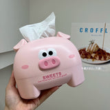 Creative cartoon piggy desktop tissue box ins wind living room dining table household coffee table cute pumping paper box roll paper tube