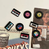 Mini retro refrigerator sticker vinyl record tape nostalgic light resin magnet sticker