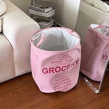 Pink household fabric cotton and linen dirty clothes basket large foldable waterproof dirty clothes storage basket toy basket storage bucket