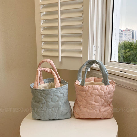 Soft milk fufu handbag big flower handbag versatile small bag bento bag