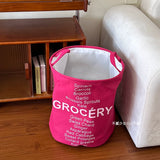 Pink household fabric cotton and linen dirty clothes basket large foldable waterproof dirty clothes storage basket toy basket storage bucket