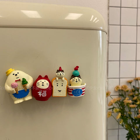 Not tired of girls' hearts, three-dimensional refrigerator stickers, cartoon cute decorative magnets, cat toast, refrigerator stickers