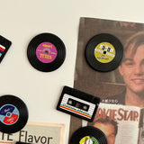 Mini retro refrigerator sticker vinyl record tape nostalgic light resin magnet sticker