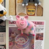 Cartoon Spring Shaking Head Animal Piglet Kitten, Cow, Resin Refrigerator Sticker