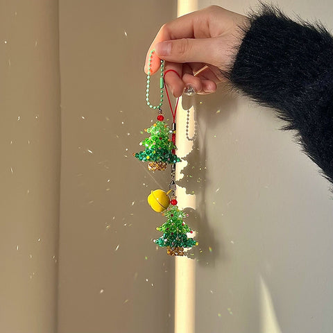 A Christmas tree! Original cute handmade beaded book bag pendant keychain bell pendant ins gift