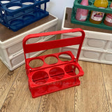 Pink girl heart picnic camping outdoor folding beverage beer handle basket, coffee milk tea portable storage basket