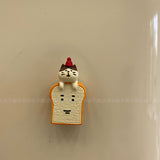 Not tired of girls' hearts, three-dimensional refrigerator stickers, cartoon cute decorative magnets, cat toast, refrigerator stickers