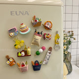 ins wind refrigerator sticker 3D three-dimensional creative magnetic sticker simulated food bread message sticker magnet photo background