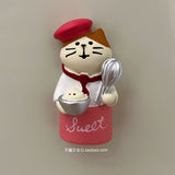Not tired of girls' hearts, three-dimensional refrigerator stickers, cartoon cute decorative magnets, cat toast, refrigerator stickers